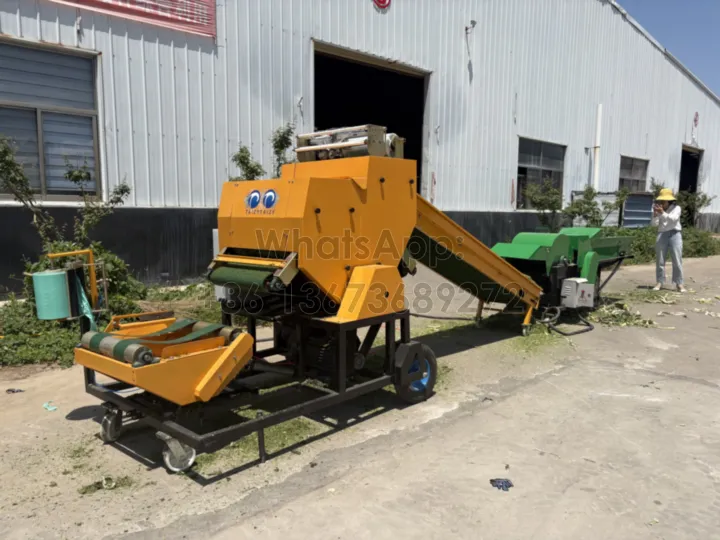 combined round baler and wrapper and silage cutting machine