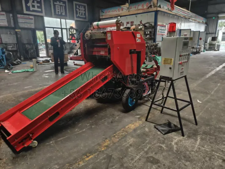 diesel engined silage making machine with separate PLC control cabinet