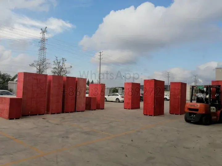 machine package in the wooden crates