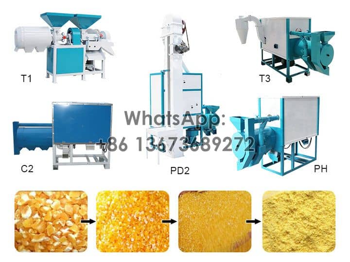 Máquina de moagem de farinha de milho e fabricação de grãos de milho para venda