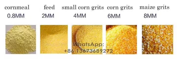 Different size of corn products