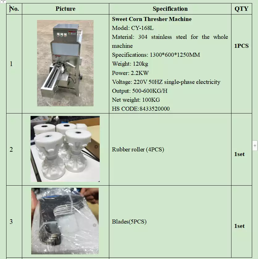 Fresh corn shelling machine pi