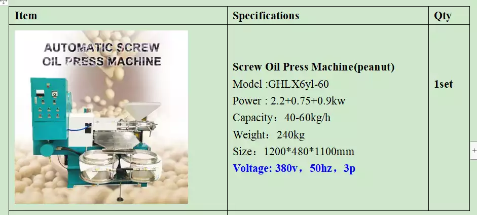 Screw oil press machine pi