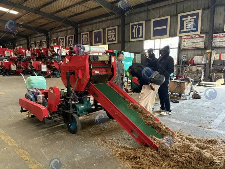 closer look of silage round baler