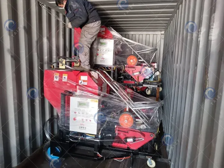 silage baler machine loading in the container