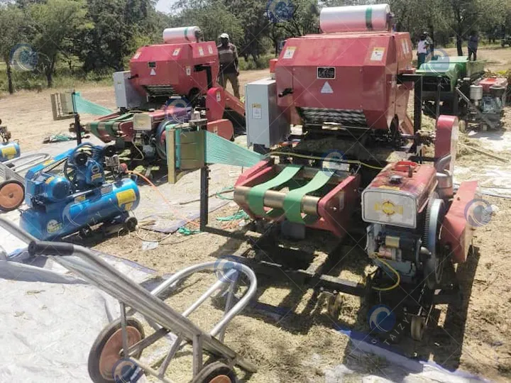 silage round baler in farm