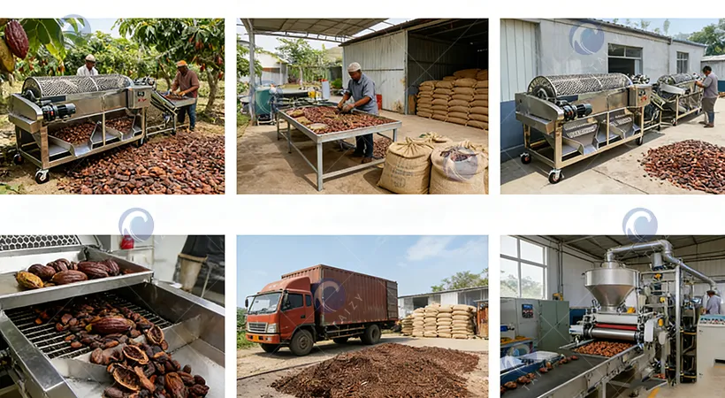 applications of fresh cocoa pod splitting machine