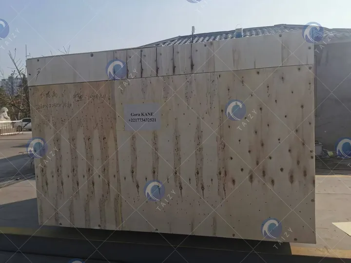 silage processing machine in wooden crate for delivery