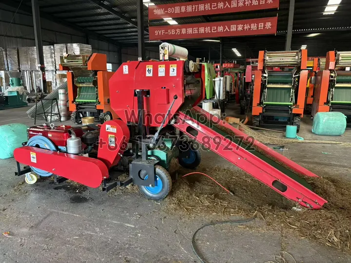 diesel-engined silage baler with wrapper