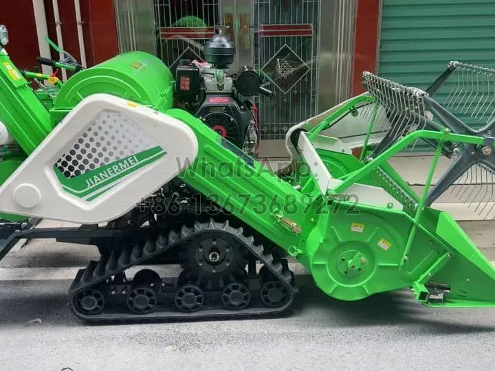 wheat combine harvester with triangle crawler