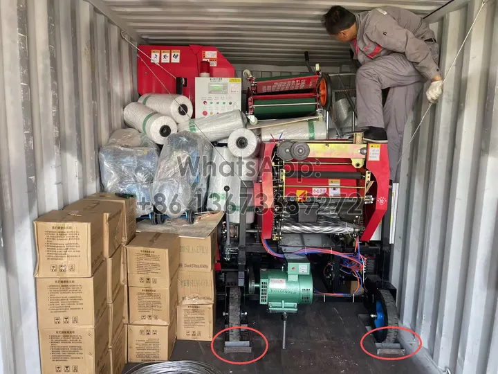 silage baler in loading process